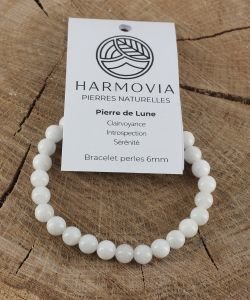 Bracelet Pierre de Lune Blanche AA - Perles 6mm